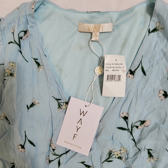 Wayf  New Women’s Blue Floral Midi Dress Size M - Picture 5 of 8